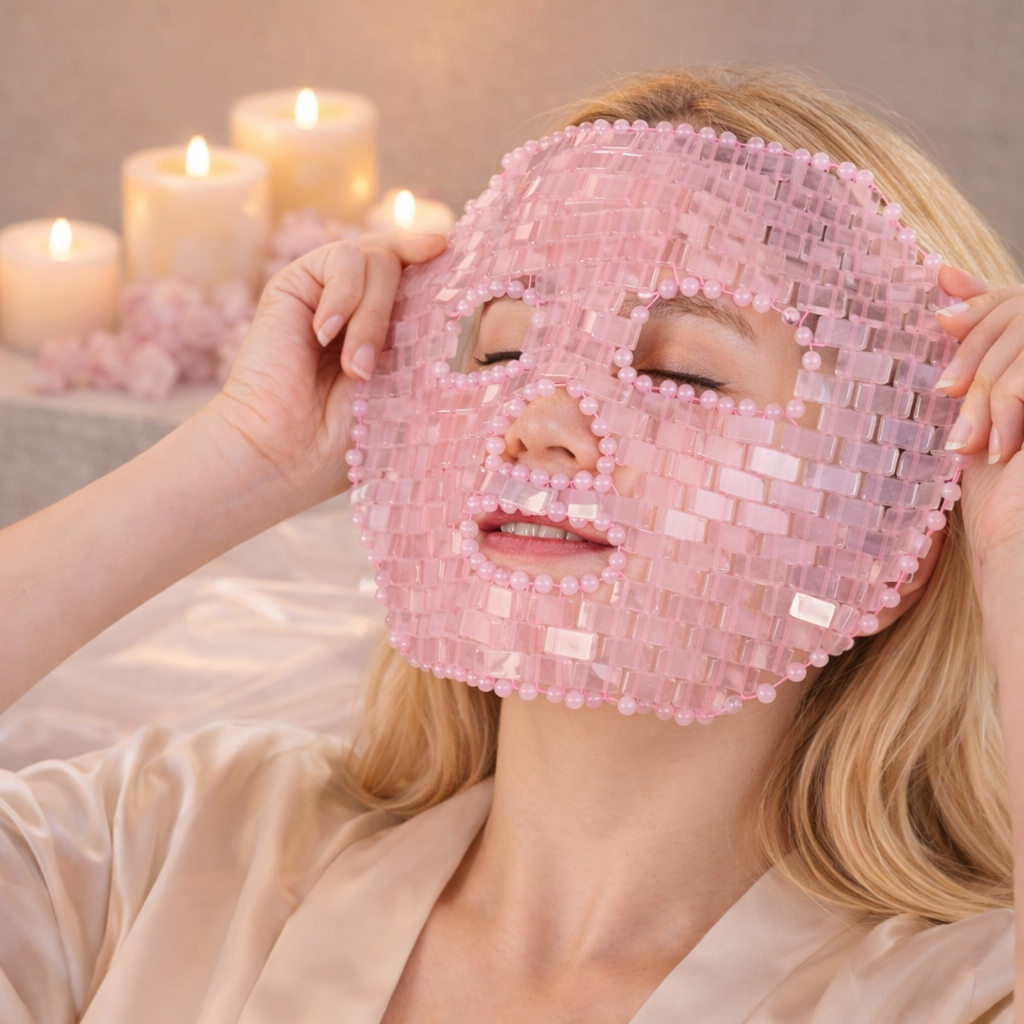 Rose Quartz Crystal Face Mask – Handcrafted Cooling Spa Skincare Ritual