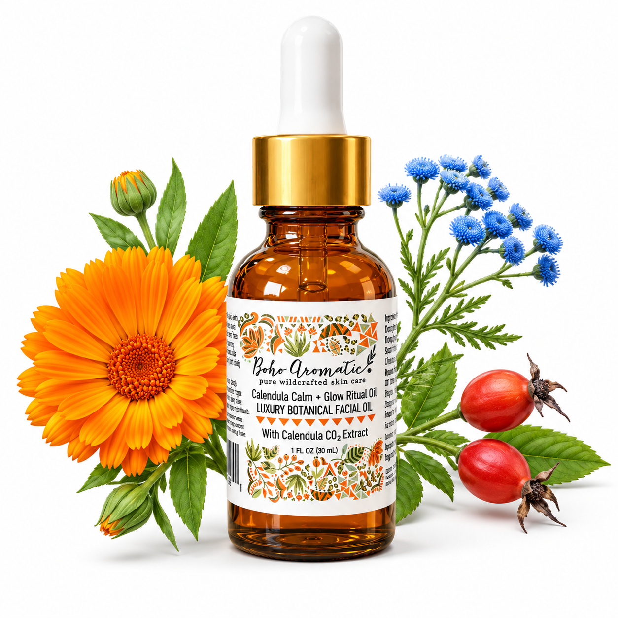 Calendula Calm + Glow Ritual Oil | Luxury Botanical Facial Oil with Calendula COâ‚‚, Blue Tansy & Rosehip | Boho Aromatic