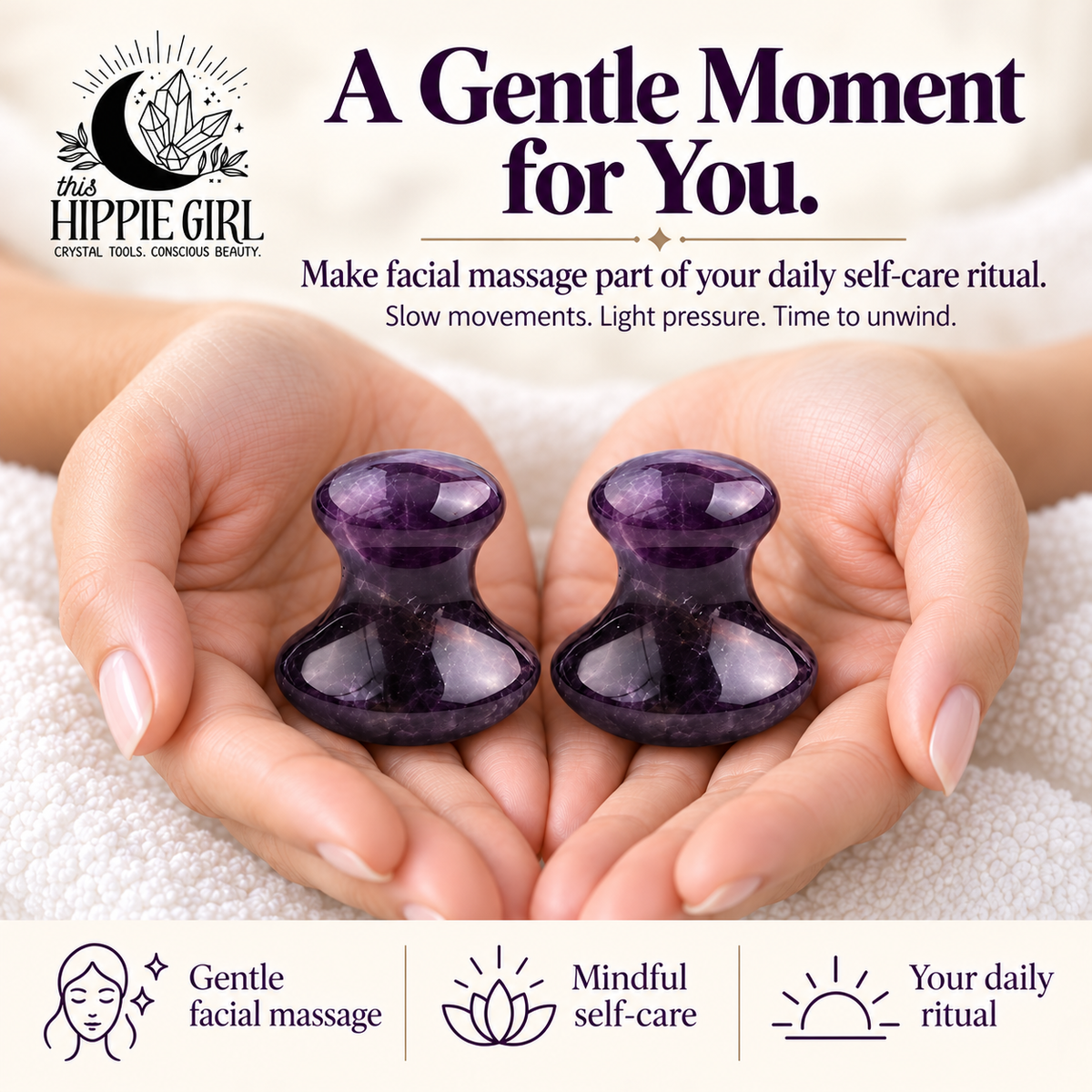 Midnight Amethyst Dual Mushroom Gua Sha Set