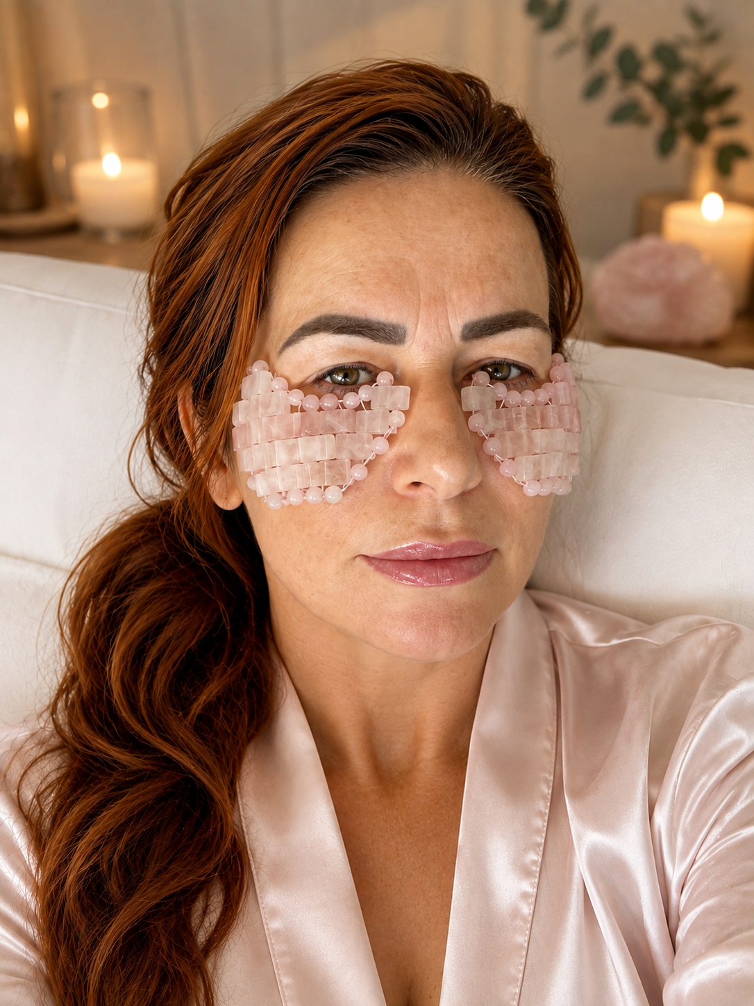 Rose Quartz Under Eye Mask - Cooling Under Eye Masks made from Real Rose Quartz