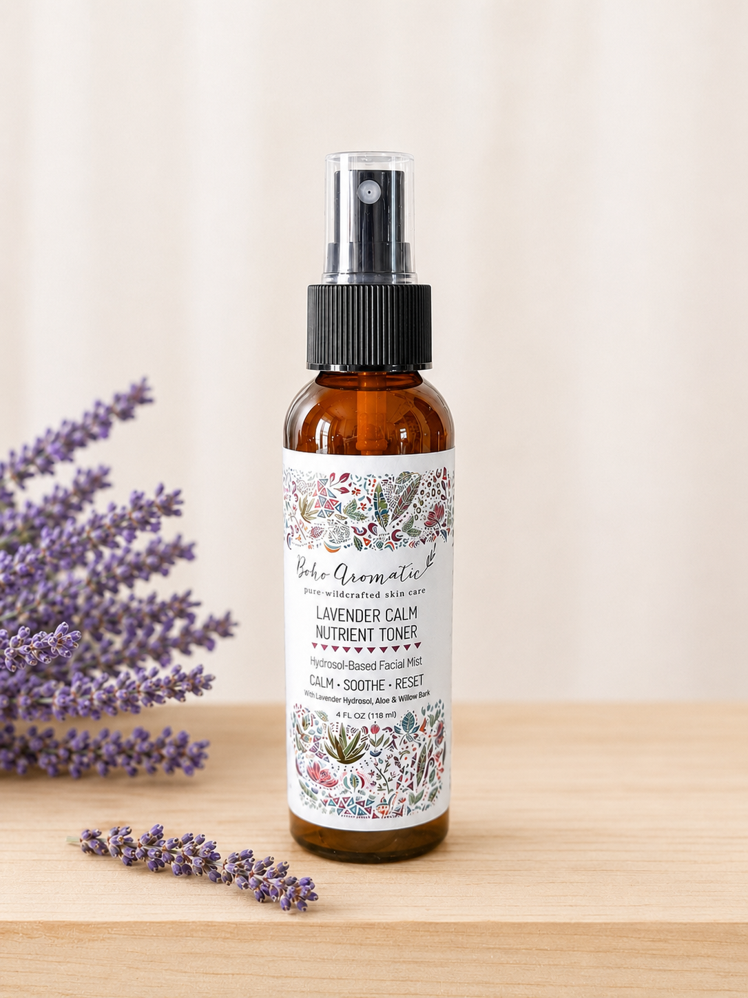 Lavender Calm Nutrient Toner  | Hydrosol-Based Facial Mist | Calm  •  Soothe  • Reset