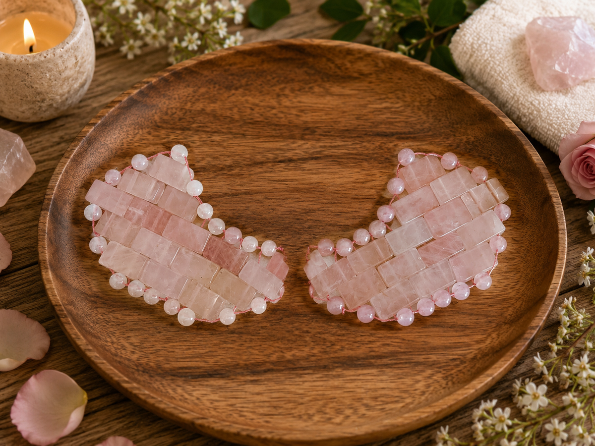 Rose Quartz Under Eye Mask - Cooling Under Eye Masks made from Real Rose Quartz