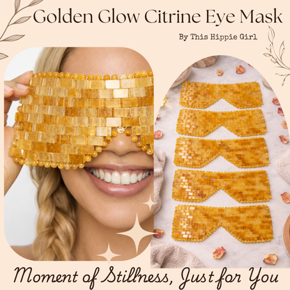 Golden Glow Citrine Eye Mask | Genuine Citrine Crystal Cooling Eye Mask | Spa Self Care Gift | Crystal Eye Pillow | Under Eye Relaxation
