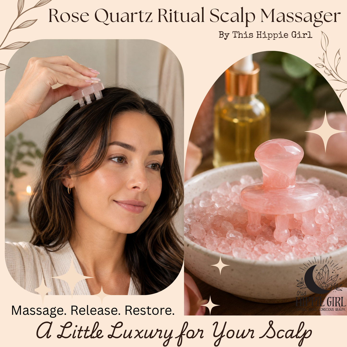Rose Quartz Scalp Ritual™ Pressure Point Scalp Massager