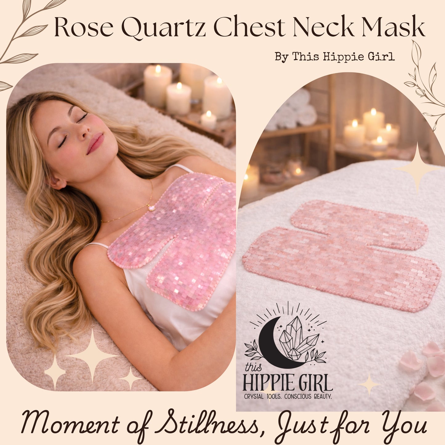 Blush Rose Ritual™ Rose Quartz Chest & Neck Mask | Crystal Décolleté Mask | Cooling Crystal Therapy | Self Care Ritual | This Hippie Girl