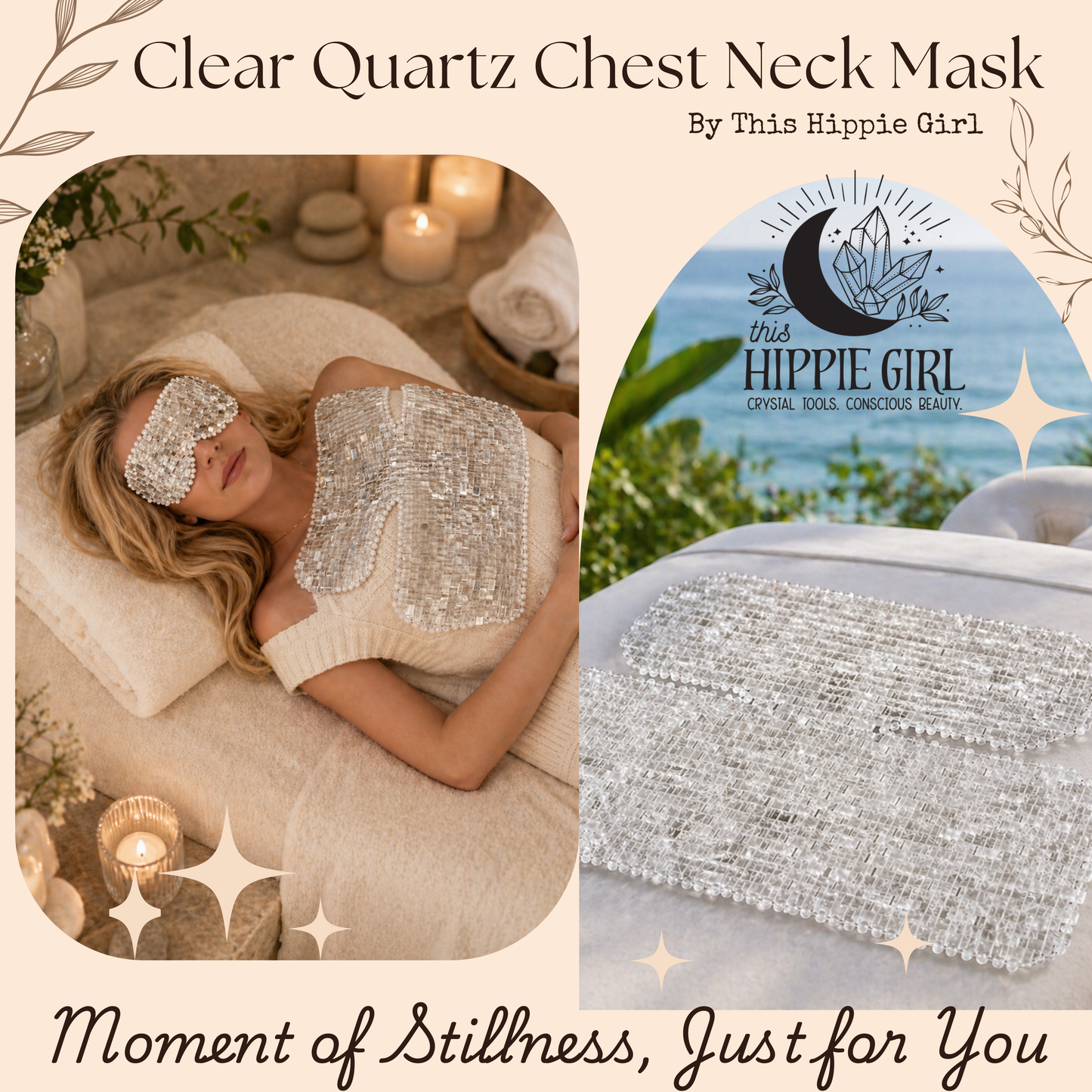 Crystal Clear Radiance™ Clear Quartz Chest & Neck Mask | Crystal Décolleté Mask | Cooling Crystal Therapy | Self Care Ritual | This Hippie Girl