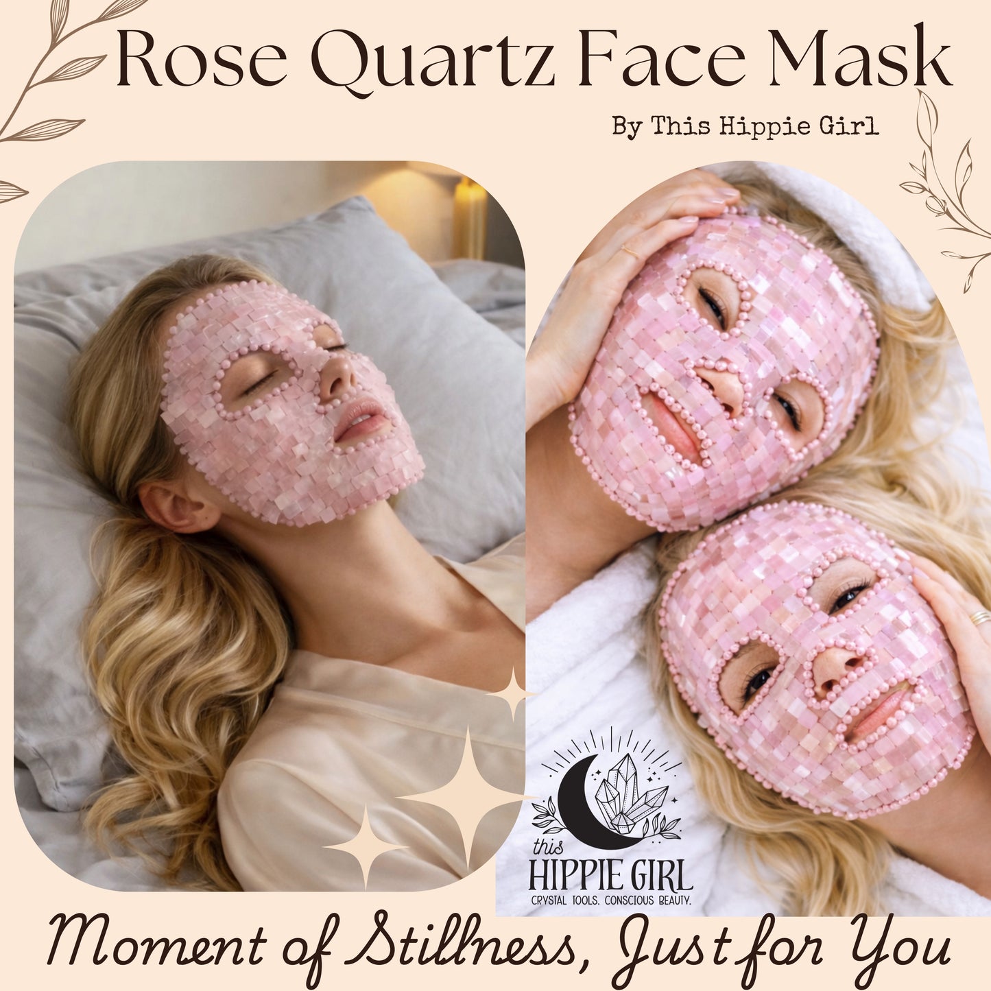 Rose Quartz Crystal Face Mask – Handcrafted Cooling Spa Skincare Ritual