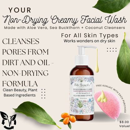 Sea Buckthorn Milky Cleanser | Gentle Nourishing & Hydrating Facial Cleanser | Boho Aromatic