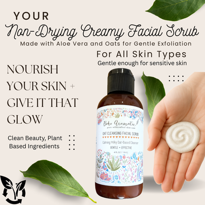 Oat Cleansing Facial Scrub | Gentle Exfoliating Cleanser for Soft, Smooth Skin | Boho Aromatic