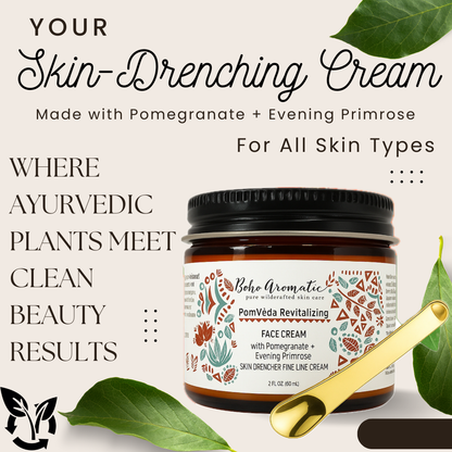 PomVéda Revitalizing Face Cream | Ayurvedic Botanical Moisturizer | Unscented | Boho Aromatic