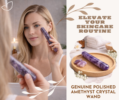 Polished Amethyst Crystal Massage Wand – Natural Gemstone, Relaxation Tool