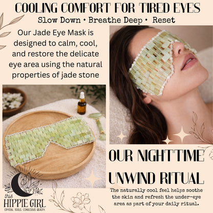 Light Jade Cooling Eye Mask – Puffy Eyes, Dark Circles, Spa Relaxation. Lunar Jade.