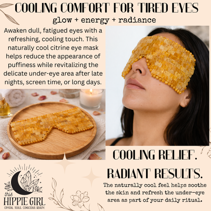 Golden Glow Citrine Eye Mask | Genuine Citrine Crystal Cooling Eye Mask | Spa Self Care Gift | Crystal Eye Pillow | Under Eye Relaxation