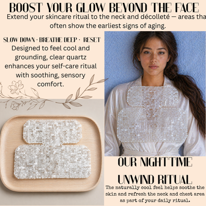 Crystal Clear Radiance™ Clear Quartz Chest & Neck Mask | Crystal Décolleté Mask | Cooling Crystal Therapy | Self Care Ritual | This Hippie Girl