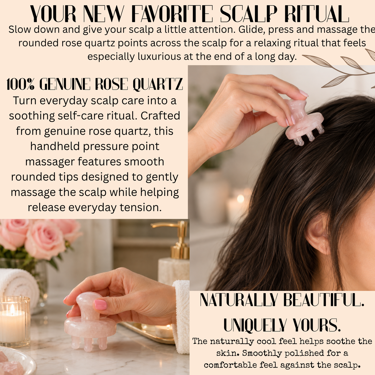 Rose Quartz Scalp Ritual™ Pressure Point Scalp Massager