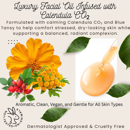 *COMING SOON* Calendula Calm + Glow Ritual Oil | Luxury Botanical Facial Oil with Calendula CO₂, Blue Tansy & Rosehip | Boho Aromatic