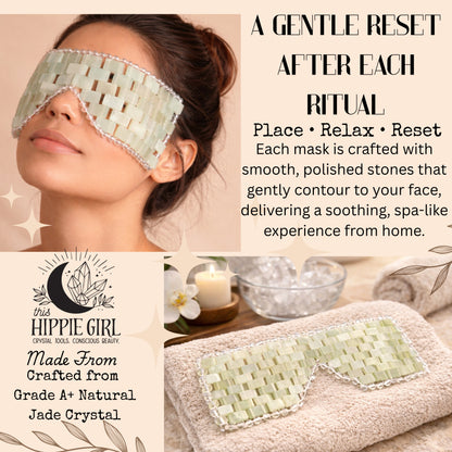 Light Jade Cooling Eye Mask – Puffy Eyes, Dark Circles, Spa Relaxation. Lunar Jade.