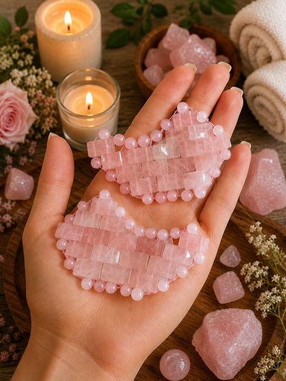 Rose Quartz Under Eye Mask - Cooling Under Eye Masks made from Real Rose Quartz