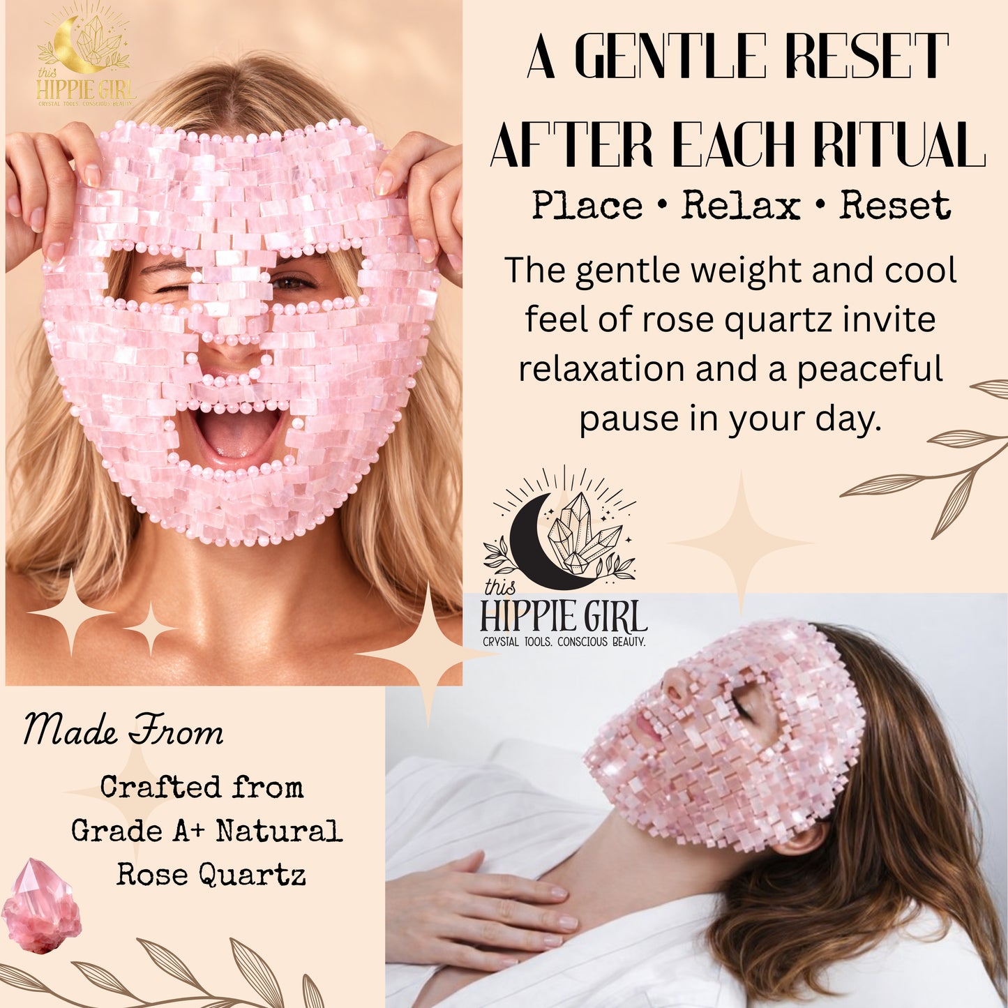 Rose Quartz Crystal Face Mask – Handcrafted Cooling Spa Skincare Ritual