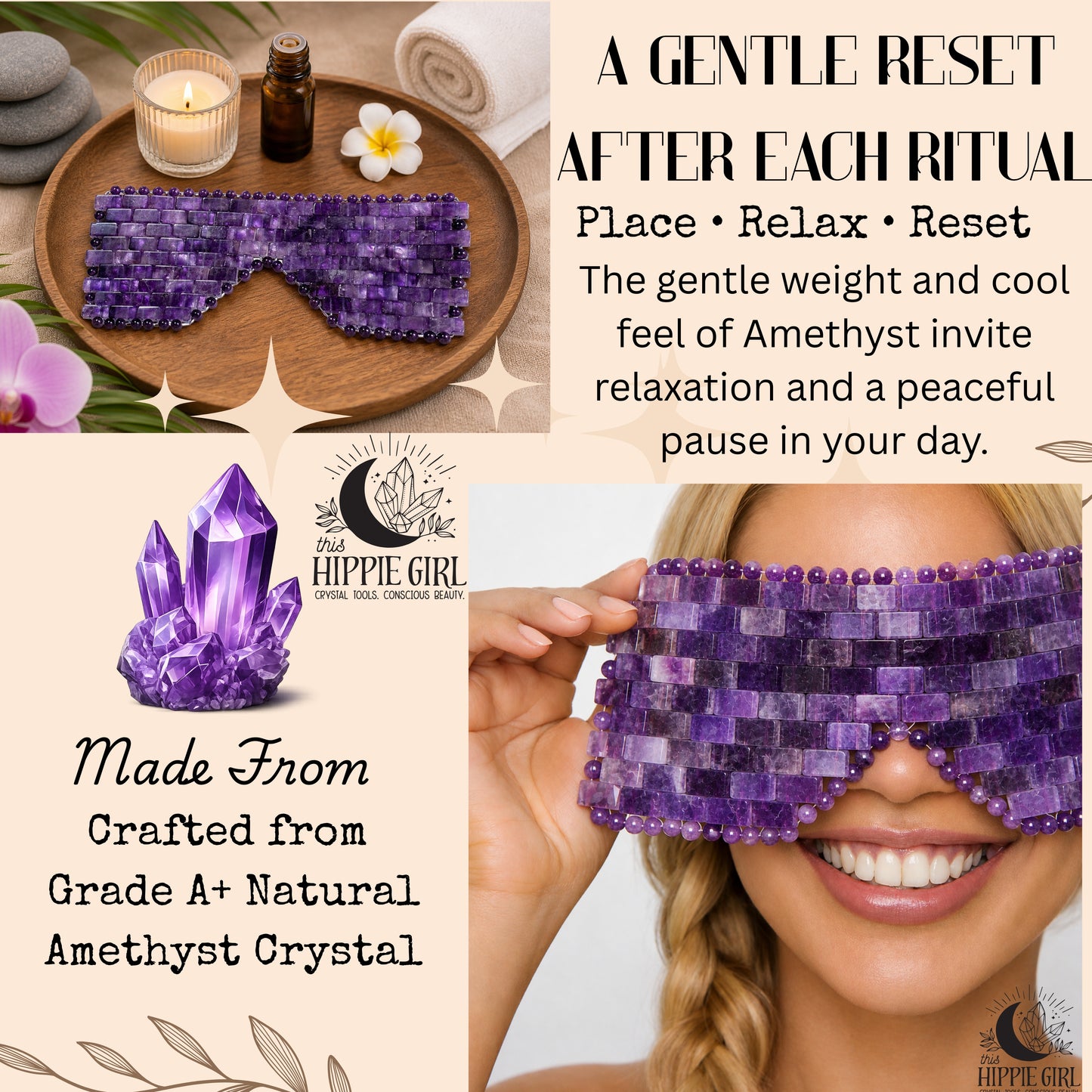 Midnight Amethyst Crystal Eye Mask | Cooling Spa Ritual for Eyes