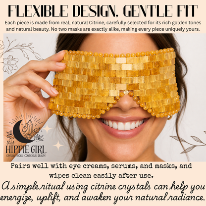Golden Glow Citrine Eye Mask | Genuine Citrine Crystal Cooling Eye Mask | Spa Self Care Gift | Crystal Eye Pillow | Under Eye Relaxation