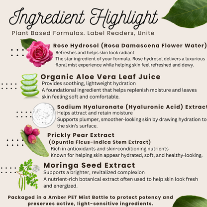 *NEW* Rose Glow Nutrient Toner | Hydrosol-Based Facial Mist | Hydrate • Revive • Glow