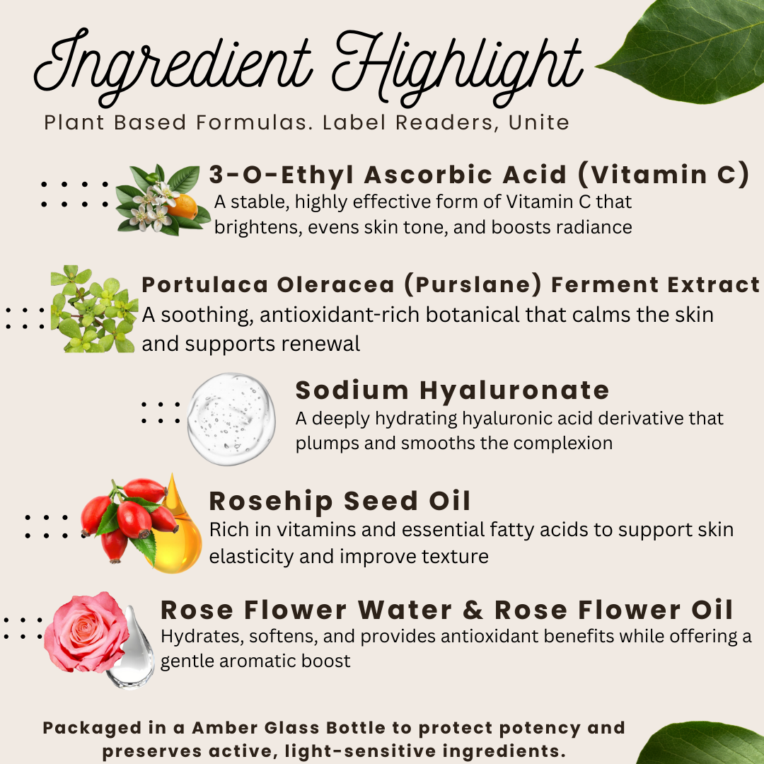Vita C + Purslane Bloom Serum | Brightening Vitamin C Facial Serum | Boho Aromatic