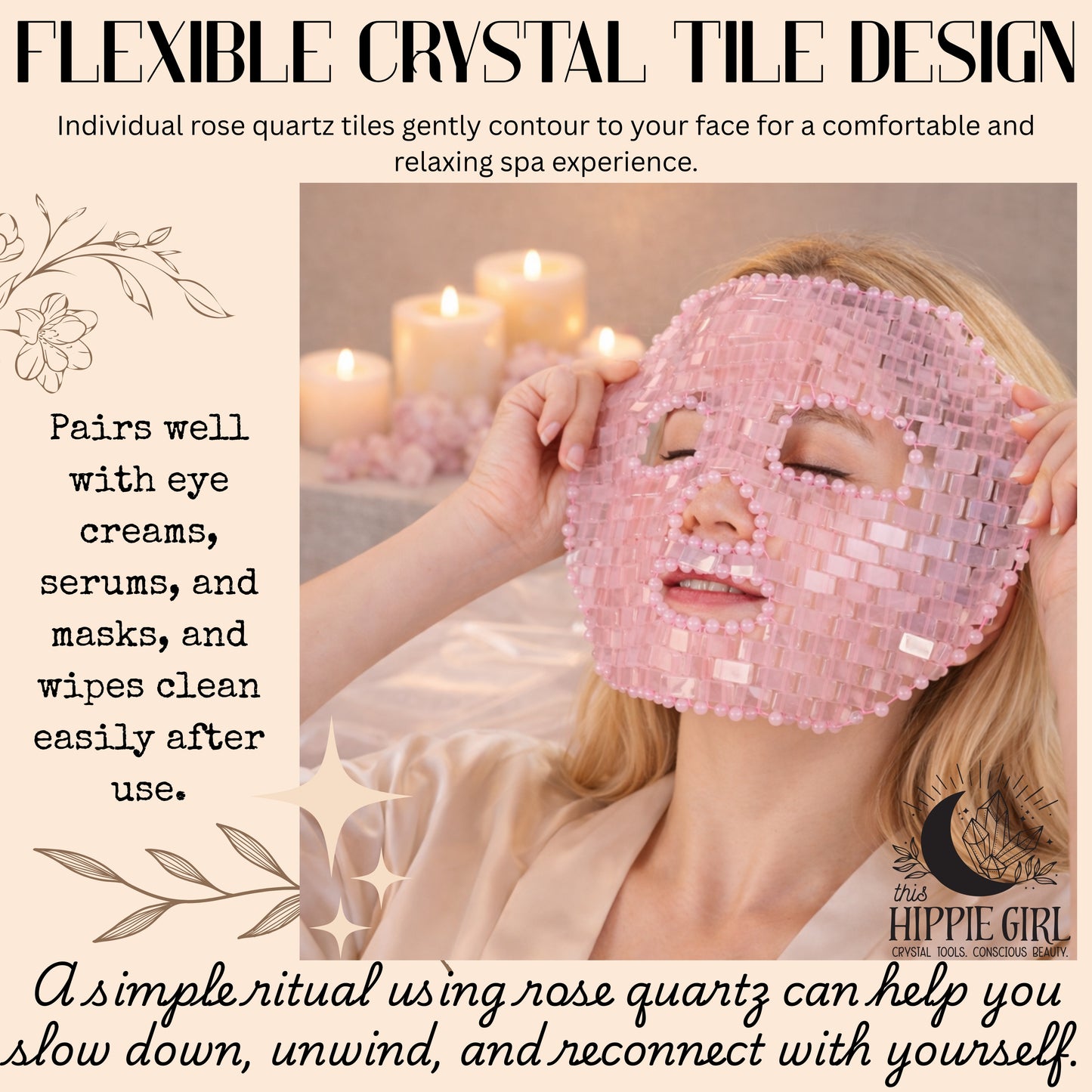 Rose Quartz Crystal Face Mask – Handcrafted Cooling Spa Skincare Ritual