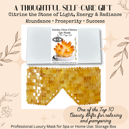 Golden Glow Citrine Eye Mask | Genuine Citrine Crystal Cooling Eye Mask | Spa Self Care Gift | Crystal Eye Pillow | Under Eye Relaxation