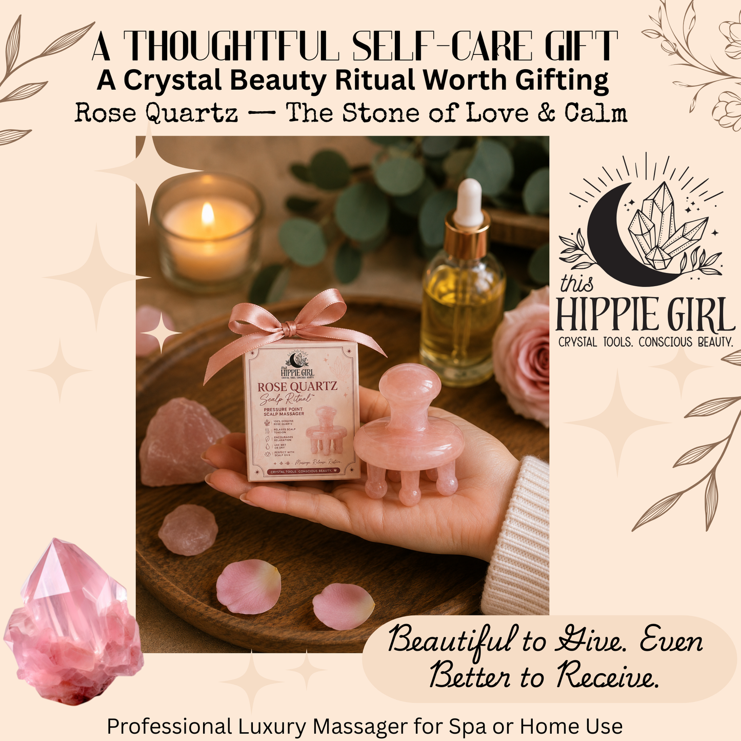 Rose Quartz Scalp Ritual™ Pressure Point Scalp Massager