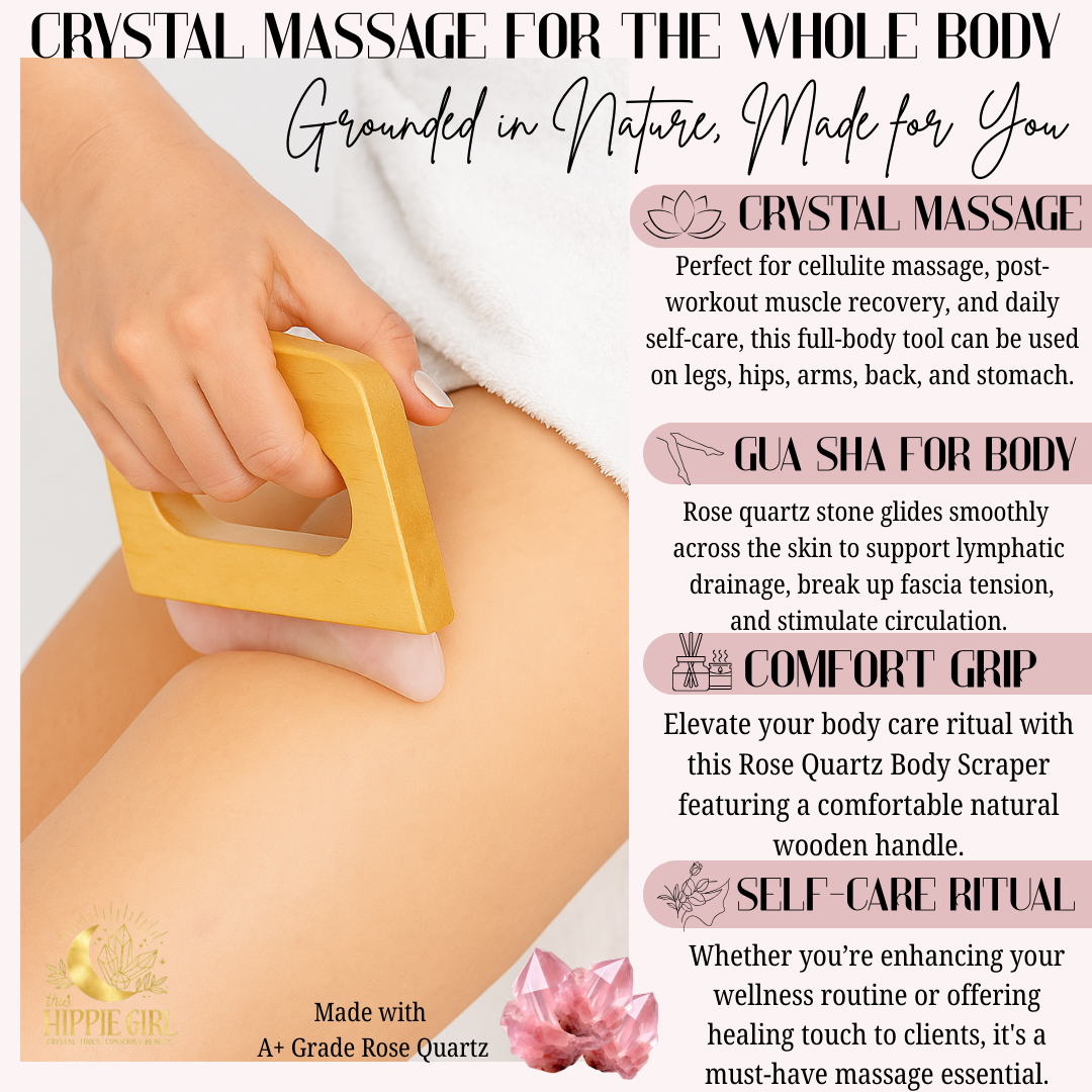 Rose Quartz Body Gua Sha Tool | Crystal Body Sculpting Massage | Lymphatic Drainage Tool | Natural Skincare Ritual | Self Care Gift for Her