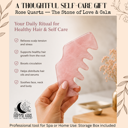 Rose Quartz Scalp Ritual™ Comb + Gua Sha – 2-in-1 Crystal Scalp Massager & Facial Gua Sha Tool for Scalp Massage, Facial Sculpting, Self-Care & Skincare Rituals