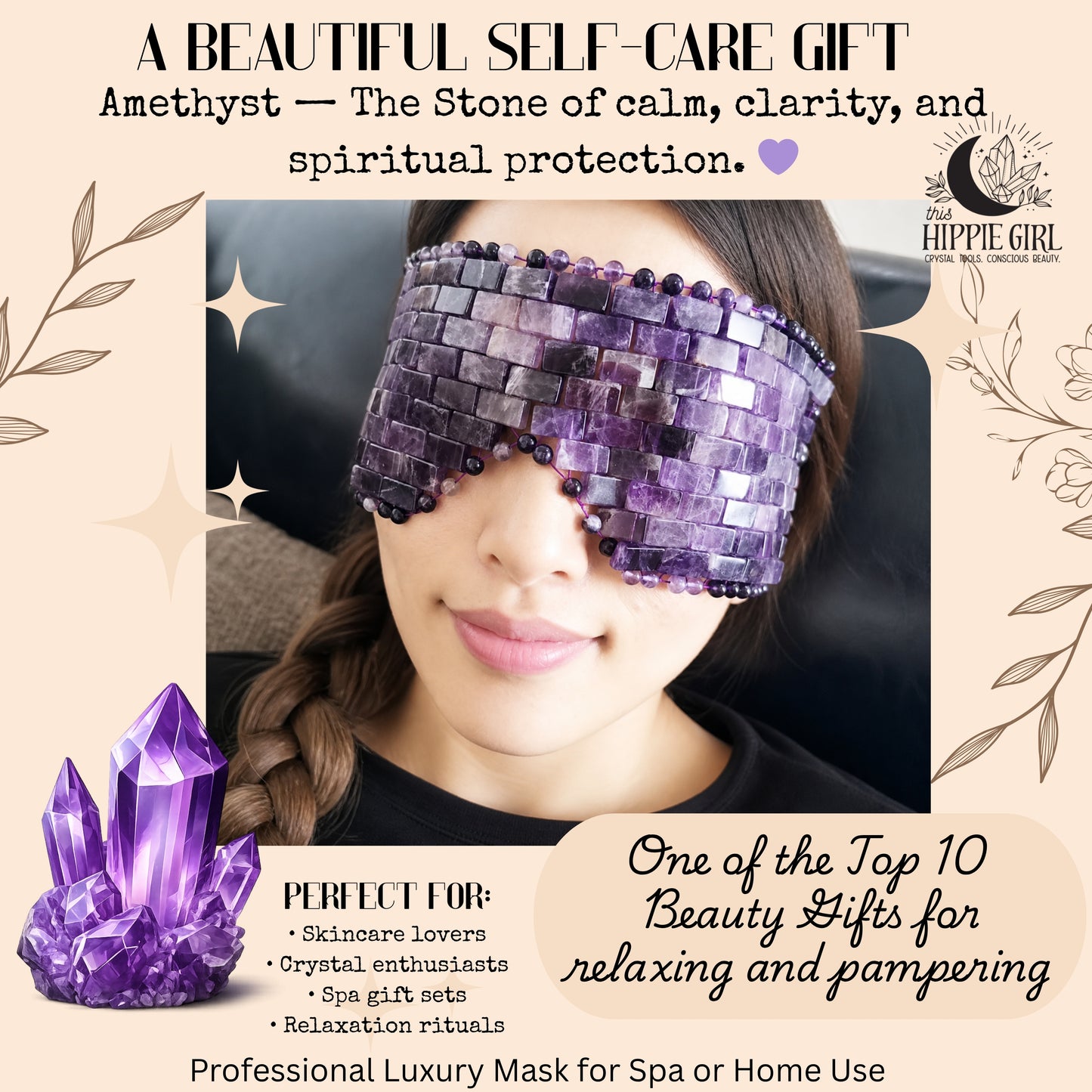 Midnight Amethyst Crystal Eye Mask | Cooling Spa Ritual for Eyes