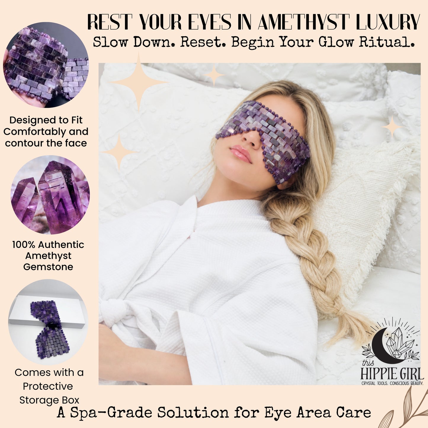 Midnight Amethyst Crystal Eye Mask | Cooling Spa Ritual for Eyes