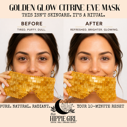Golden Glow Citrine Eye Mask | Genuine Citrine Crystal Cooling Eye Mask | Spa Self Care Gift | Crystal Eye Pillow | Under Eye Relaxation