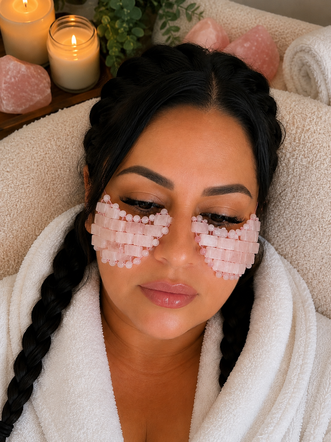 Rose Quartz Under Eye Mask - Cooling Under Eye Masks made from Real Rose Quartz