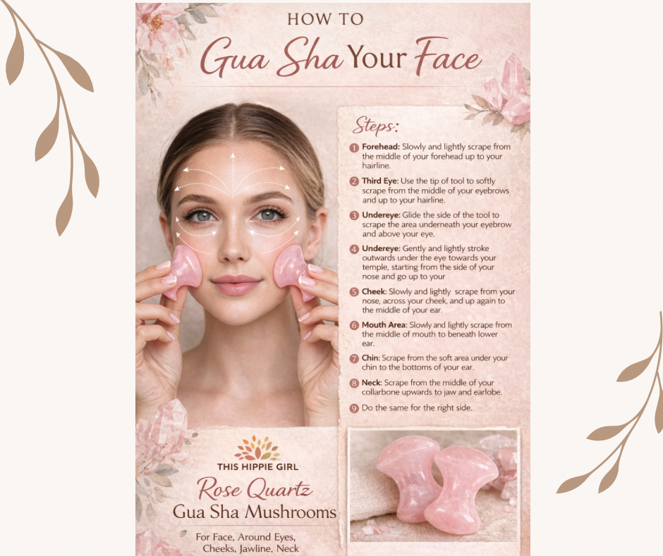 ROSE QUARTZ GUA SHA MUSHROOMS - Crystal Energy for Face + Body