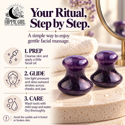 Midnight Amethyst Dual Mushroom Gua Sha Set