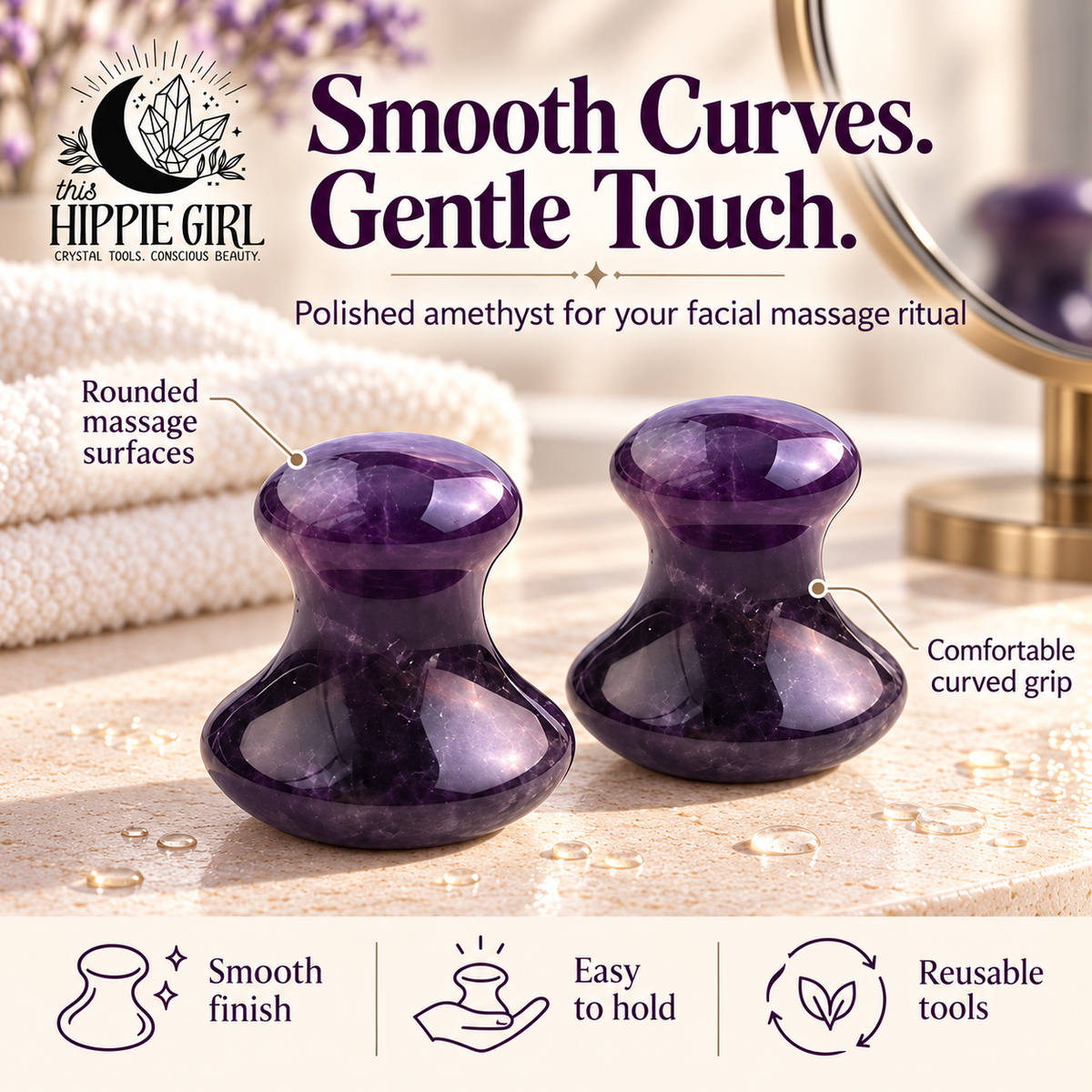 Midnight Amethyst Dual Mushroom Gua Sha Set