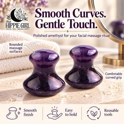Midnight Amethyst Dual Mushroom Gua Sha Set