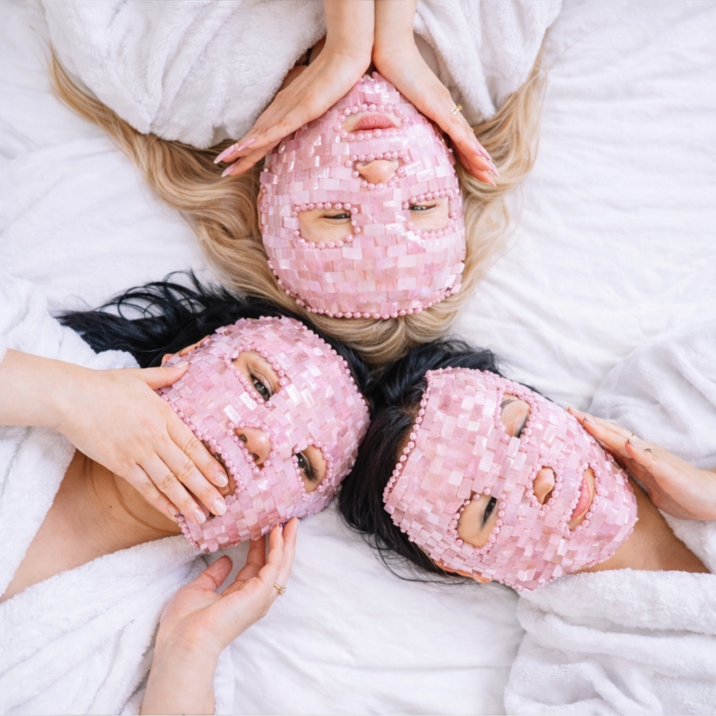 Rose Quartz Crystal Face Mask – Handcrafted Cooling Spa Skincare Ritual