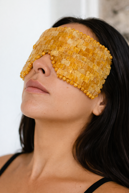 Golden Glow Citrine Eye Mask | Genuine Citrine Crystal Cooling Eye Mask | Spa Self Care Gift | Crystal Eye Pillow | Under Eye Relaxation
