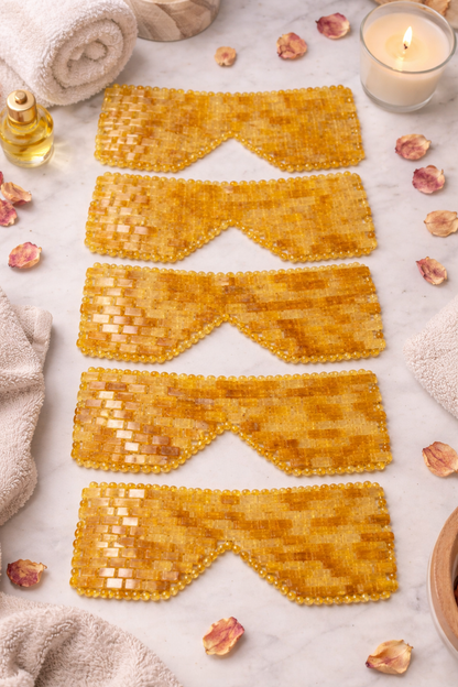 Golden Glow Citrine Eye Mask | Genuine Citrine Crystal Cooling Eye Mask | Spa Self Care Gift | Crystal Eye Pillow | Under Eye Relaxation