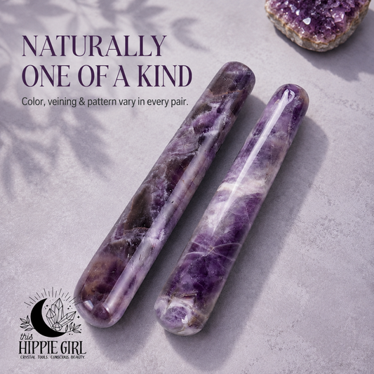 Amethyst Massage Wand Duo, Set of 2 Crystal Facial Massage Tools, Self Care Gift