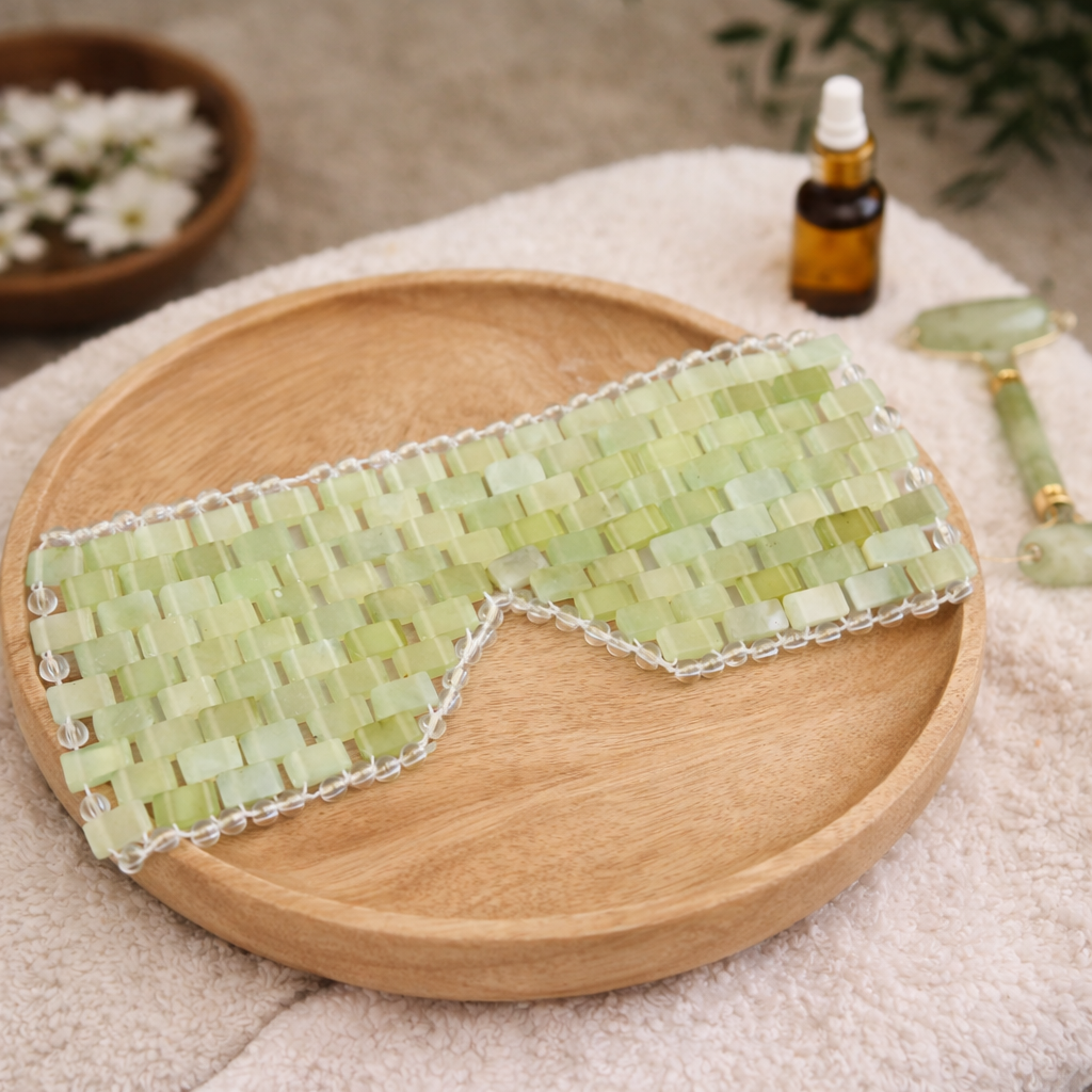 Light Jade Cooling Eye Mask – Puffy Eyes, Dark Circles, Spa Relaxation. Lunar Jade.