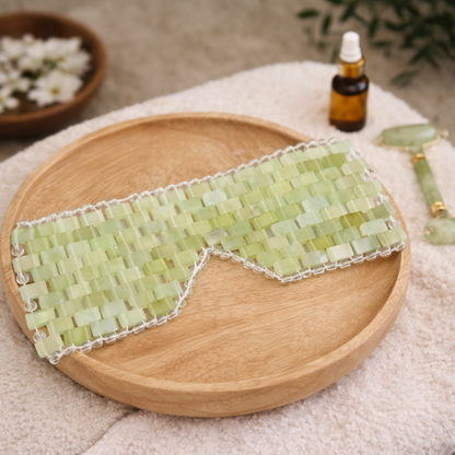 Light Jade Cooling Eye Mask – Puffy Eyes, Dark Circles, Spa Relaxation. Lunar Jade.