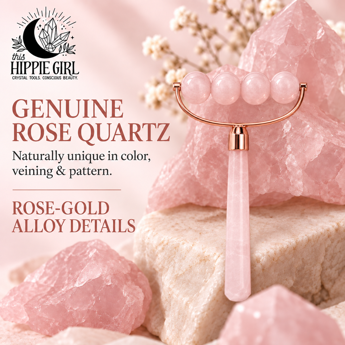 Rose Quartz Body Release Ritual™ 4-Bead Roller