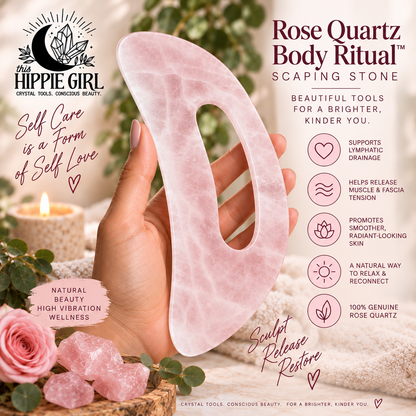 Rose Quartz Body Gua Sha Scraping Stone | This Hippie Girl