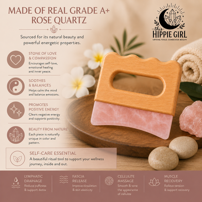 Rose Quartz Body Gua Sha Tool | Crystal Body Sculpting Massage | Lymphatic Drainage Tool | Natural Skincare Ritual | Self Care Gift for Her