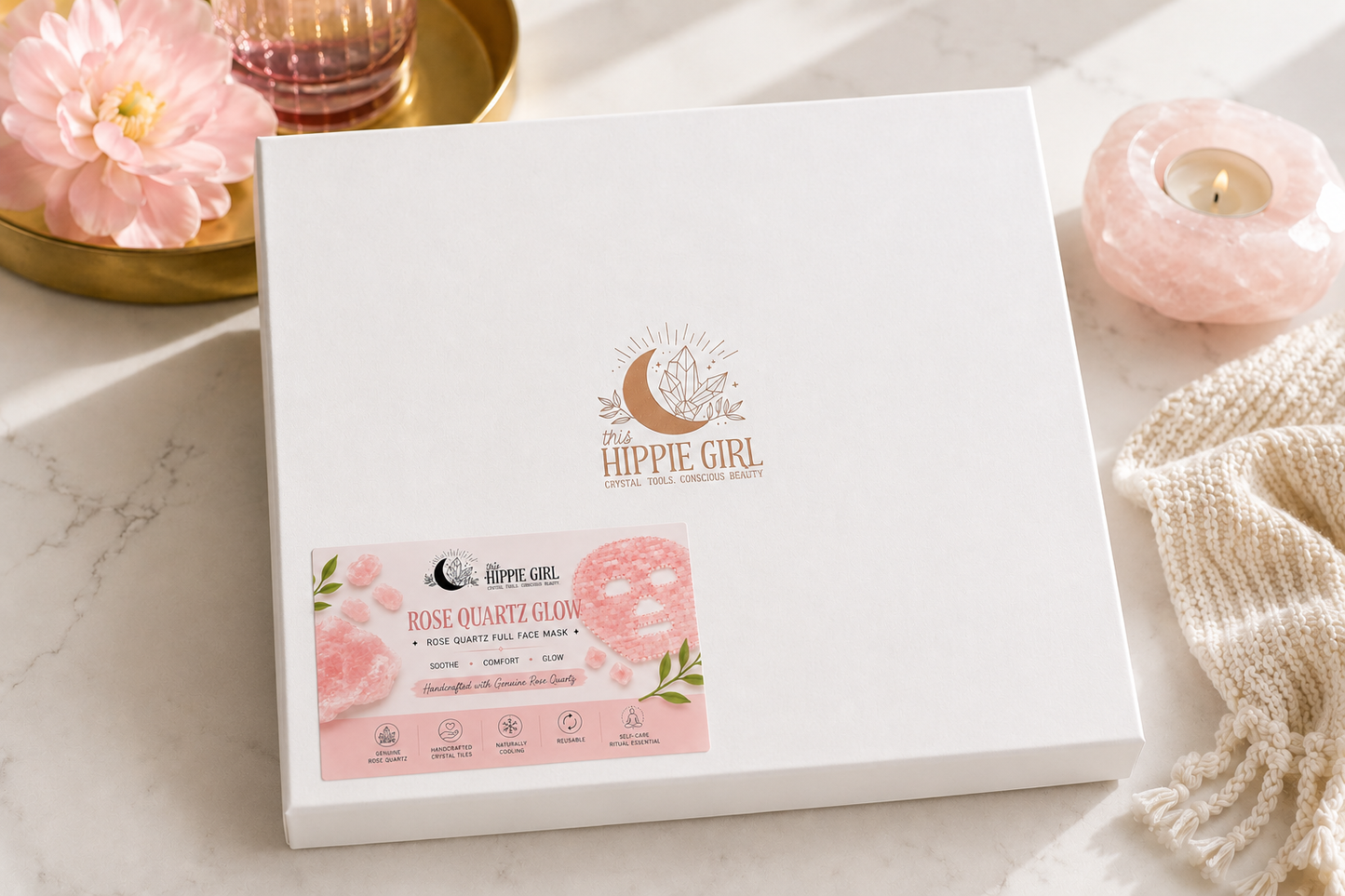 Rose Quartz Crystal Face Mask – Handcrafted Cooling Spa Skincare Ritual
